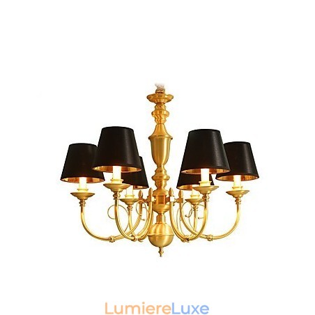 Lustre traditionnel classique en laiton pour mini style métal 6 ampoules Lustre traditionnel classique en laiton pour mini style métal 6 ampoules
