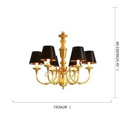 Lustre traditionnel classique en laiton pour mini style métal 6 ampoules