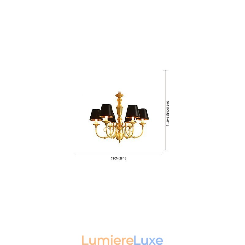 Lustre traditionnel classique en laiton pour mini style métal 6 ampoules