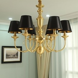Lustre traditionnel classique en laiton pour mini style métal 6 ampoules