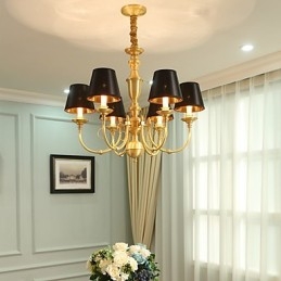 Lustre traditionnel classique en laiton pour mini style métal 6 ampoules
