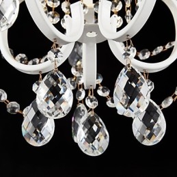 Lustre en fer peint avec lampe d'éclairage moderne en cristal transparent