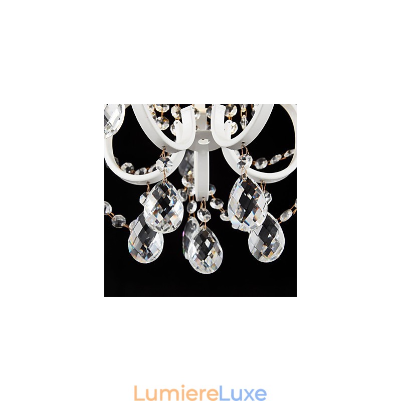 Lustre en fer peint avec lampe d'éclairage moderne en cristal transparent