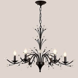 Lustre en cristal à 6 lumières, style moderne, contemporain, traditionnel, classique, vintage, rétro, style campagnard