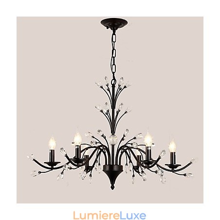 Lustre en cristal à 6 lumières, style moderne, contemporain, traditionnel, classique, vintage, rétro, style campagnard Lustre en cristal à 6 lumières, style moderne, contemporain, traditionnel, classique, vintage, rétro, style campagnard