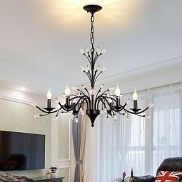 Lustre en cristal à 6 lumières, style moderne, contemporain, traditionnel, classique, vintage, rétro, style campagnard