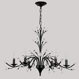 Lustre en cristal à 6 lumières, style moderne, contemporain, traditionnel, classique, vintage, rétro, style campagnard