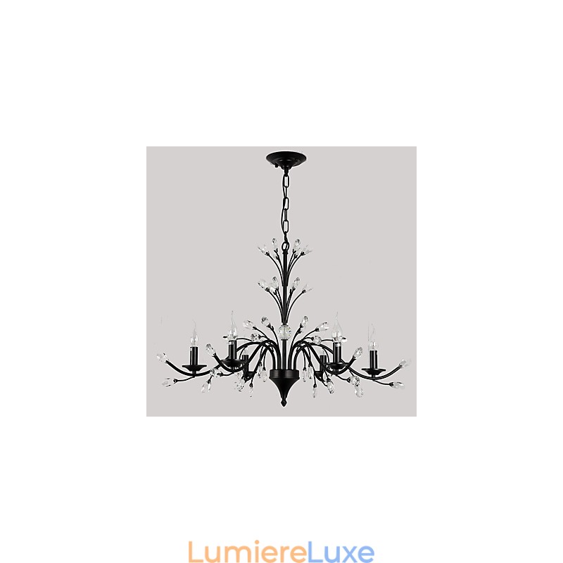Lustre en cristal à 6 lumières, style moderne, contemporain, traditionnel, classique, vintage, rétro, style campagnard