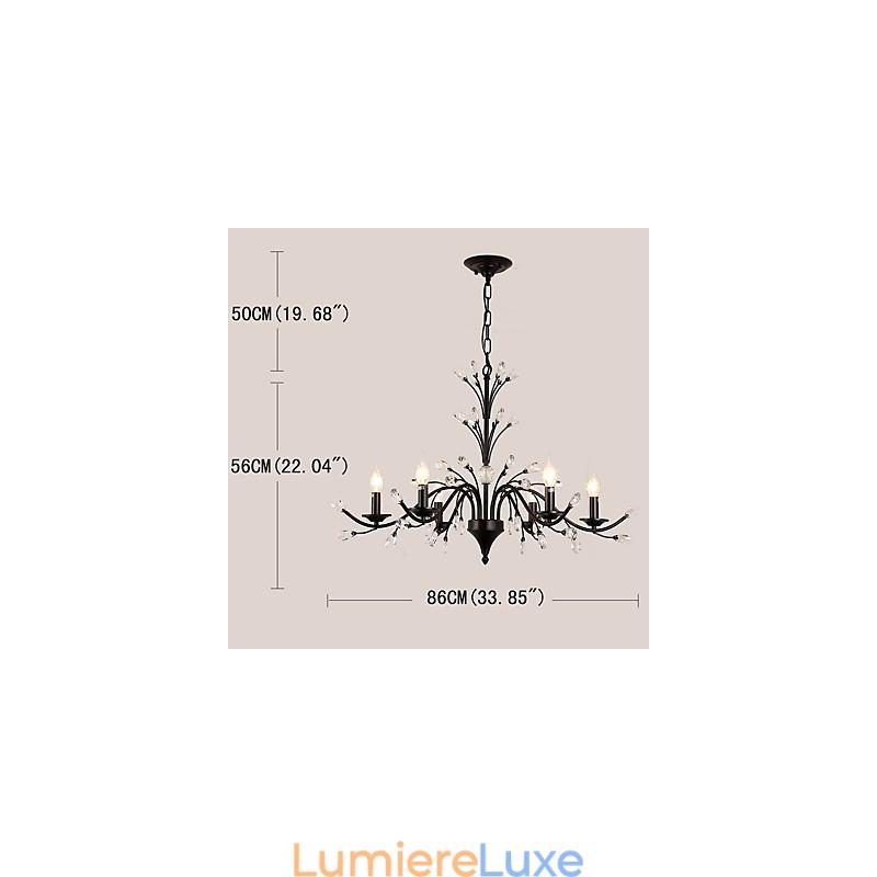 Lustre en cristal à 6 lumières, style moderne, contemporain, traditionnel, classique, vintage, rétro, style campagnard