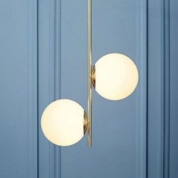 Lustre rustique à 2 ampoules pour boutiques d'intérieur en métal
