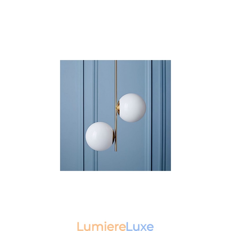 Lustre rustique à 2 ampoules pour boutiques d'intérieur en métal