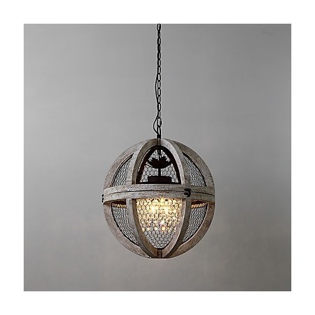 Lustre industriel américain vintage en métal et bois, luminaire décoratif d'intérieur Lustre industriel américain vintage en métal et bois, luminaire décoratif d'intérieur