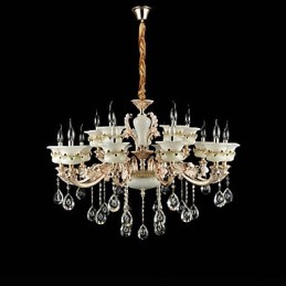 Lustre classique traditionnel en alliage de zinc pour intérieur et jardin, style mini cristal, 15 ampoules