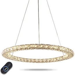 Suspension en cristal moderne, luminaire d'intérieur à intensité variable avec télécommande