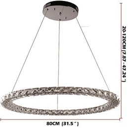 Suspension en cristal moderne, luminaire d'intérieur à intensité variable avec télécommande