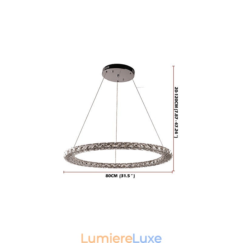 Suspension en cristal moderne, luminaire d'intérieur à intensité variable avec télécommande