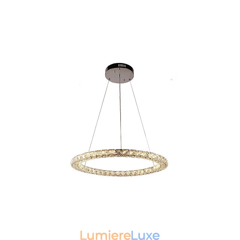 Suspension en cristal moderne, luminaire d'intérieur à intensité variable avec télécommande