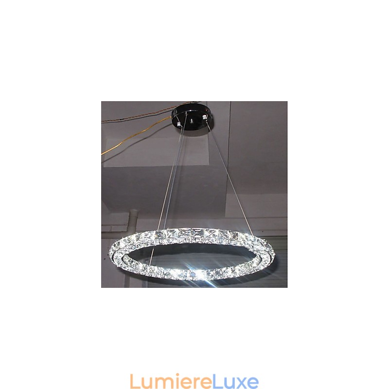Suspension en cristal moderne, luminaire d'intérieur à intensité variable avec télécommande