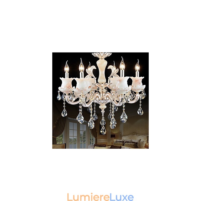 Lampe suspendue en cristal de style européen en alliage de zinc