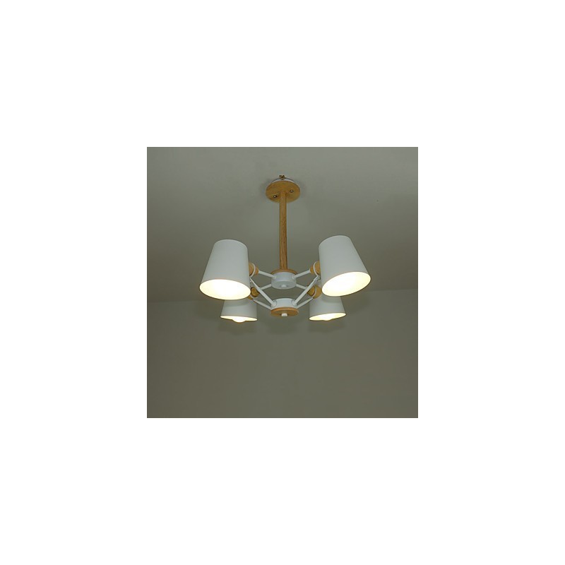 Lustre vintage en métal et bois à 4 lumières multicolores style macaron