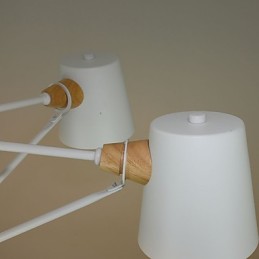 Lustre vintage en métal et bois à 4 lumières multicolores style macaron