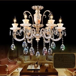 Lampe à suspension européenne en cristal de jade de haute qualité, lampe à suspension en alliage de zinc d'ambiance, lampe en cristal de bougie