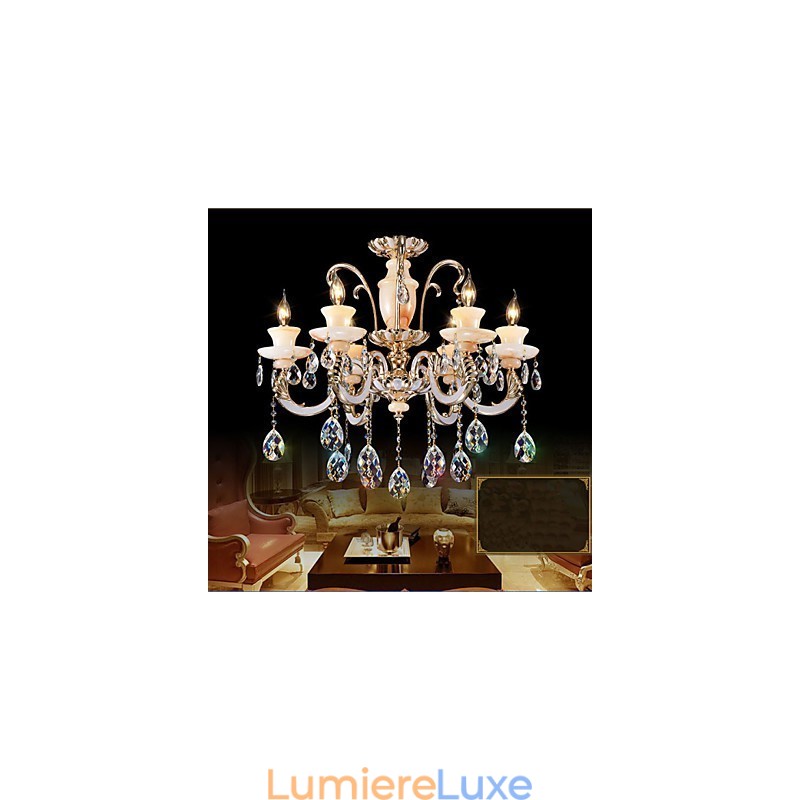 Lampe à suspension européenne en cristal de jade de haute qualité, lampe à suspension en alliage de zinc d'ambiance, lampe en cristal de bougie