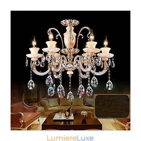 Lampe à suspension européenne en cristal de jade de haute qualité, lampe à suspension en alliage de zinc d'ambiance, lampe en cristal de bougie Lampe à suspension européenne en cristal de jade de haute qualité, lampe à suspension en alliage de zinc d'ambiance, lampe en cristal de bougie