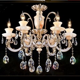 Lampe à suspension européenne en cristal de jade de haute qualité, lampe à suspension en alliage de zinc d'ambiance, lampe en cristal de bougie