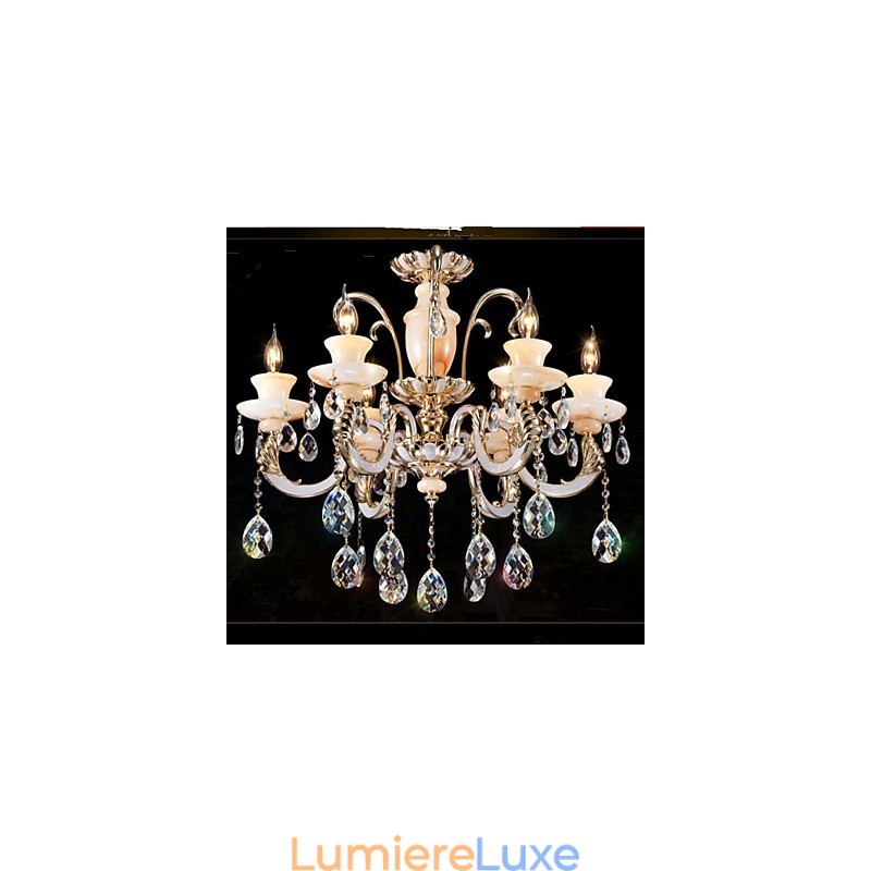 Lampe à suspension européenne en cristal de jade de haute qualité, lampe à suspension en alliage de zinc d'ambiance, lampe en cristal de bougie