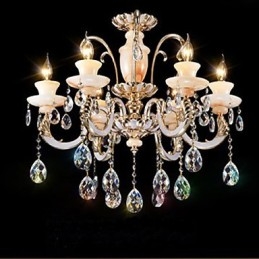 Lampe à suspension européenne en cristal de jade de haute qualité, lampe à suspension en alliage de zinc d'ambiance, lampe en cristal de bougie