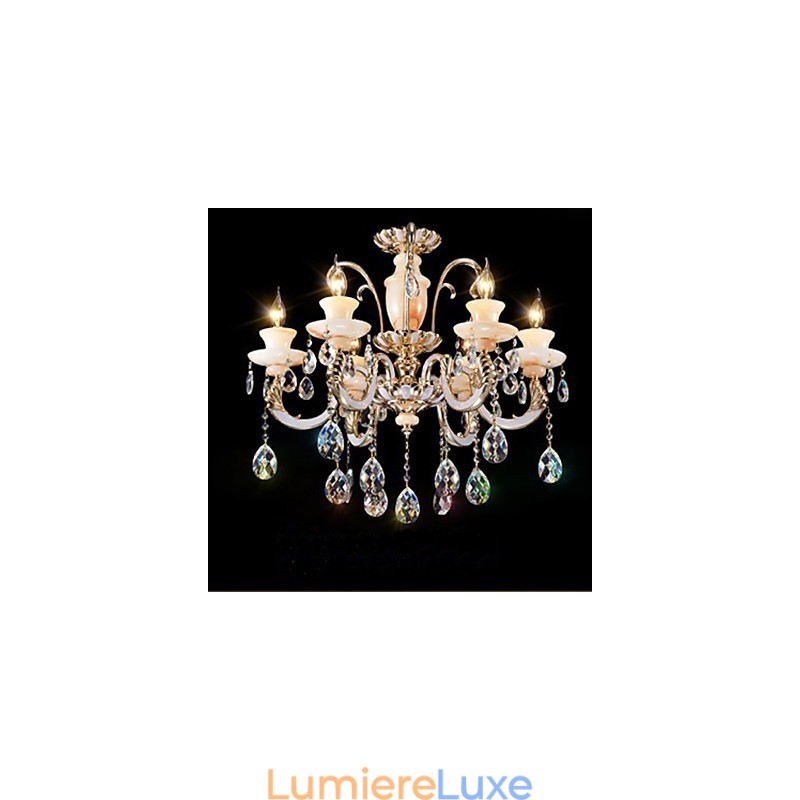 Lampe à suspension européenne en cristal de jade de haute qualité, lampe à suspension en alliage de zinc d'ambiance, lampe en cristal de bougie
