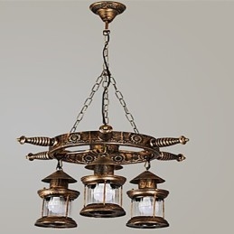 Lustre en métal style mini design rustique avec globe rétro vintage