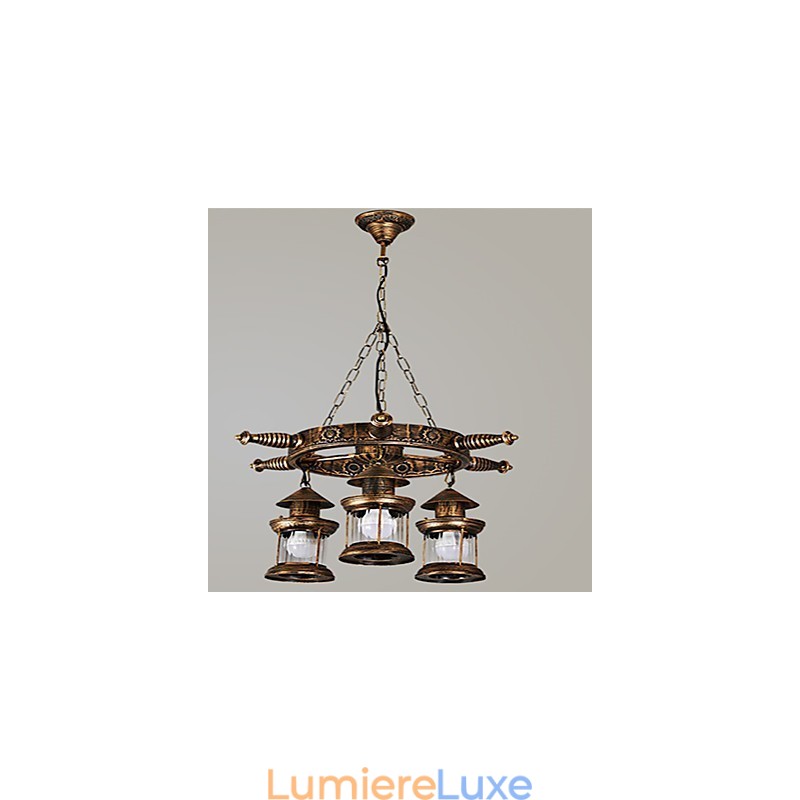 Lustre en métal style mini design rustique avec globe rétro vintage