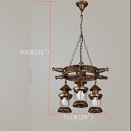 Lustre en métal style mini design rustique avec globe rétro vintage