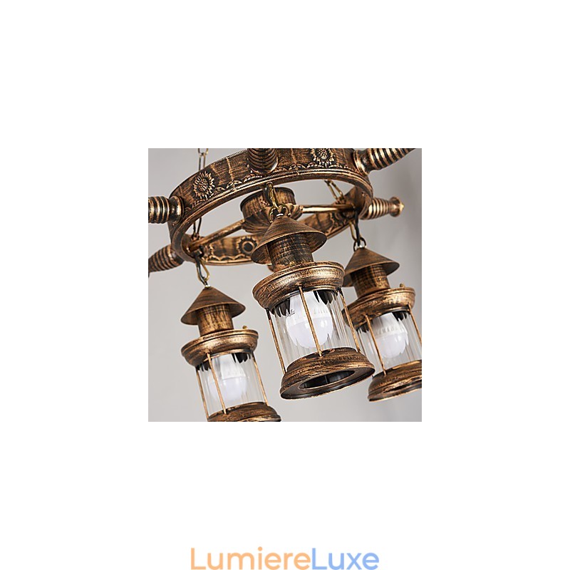 Lustre en métal style mini design rustique avec globe rétro vintage