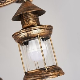Lustre en métal style mini design rustique avec globe rétro vintage