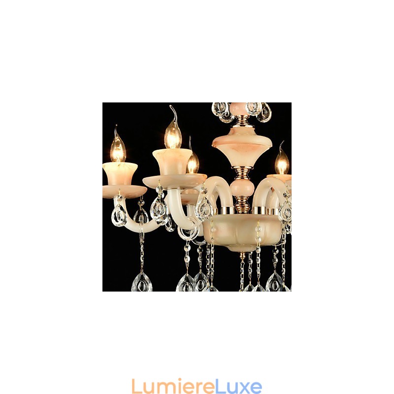 Lustre en métal de style mini cristal avec finition électrolytique classique traditionnelle