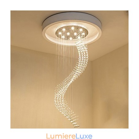 Plafonnier suspendu en cristal moderne, lustre d'intérieur, éclairage d'intérieur, luminaires, ampoules 3 W, blanc chaud Plafonnier suspendu en cristal moderne, lustre d'intérieur, éclairage d'intérieur, luminaires, ampoules 3 W, blanc chaud