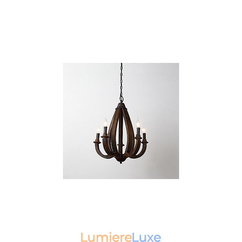 Lampe de lustre en bambou de style mini en bois de peinture vintage, lampe suspendue décorative