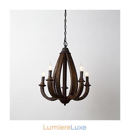 Lampe de lustre en bambou de style mini en bois de peinture vintage, lampe suspendue décorative Lampe de lustre en bambou de style mini en bois de peinture vintage, lampe suspendue décorative