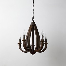Lampe de lustre en bambou de style mini en bois de peinture vintage, lampe suspendue décorative