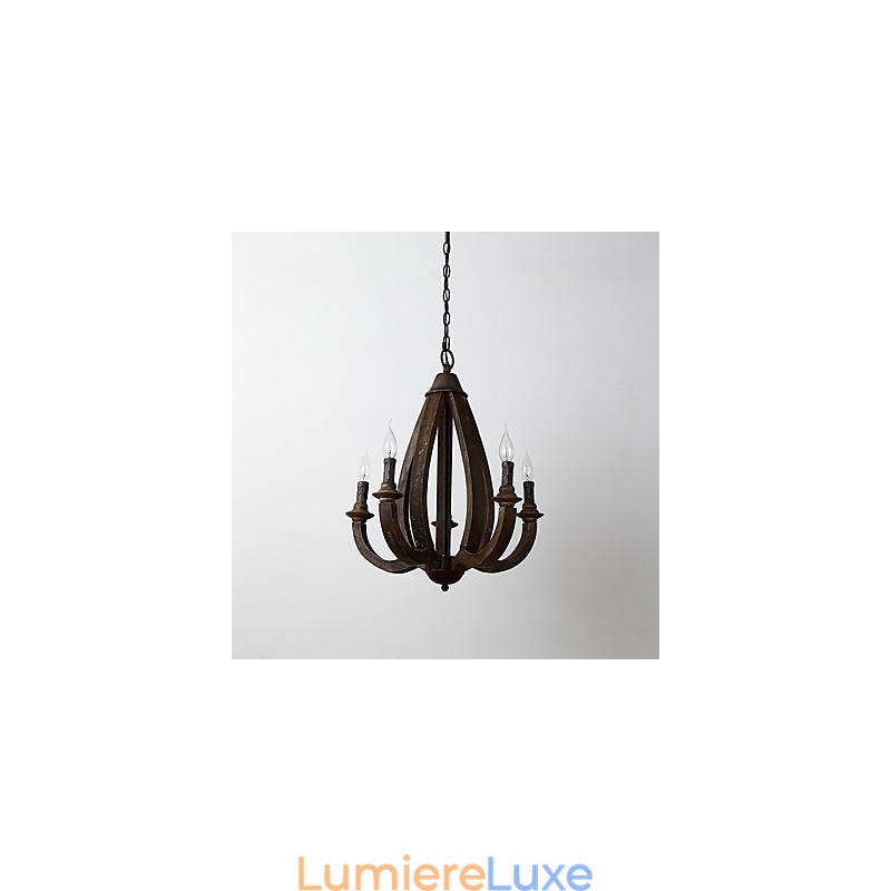 Lampe de lustre en bambou de style mini en bois de peinture vintage, lampe suspendue décorative