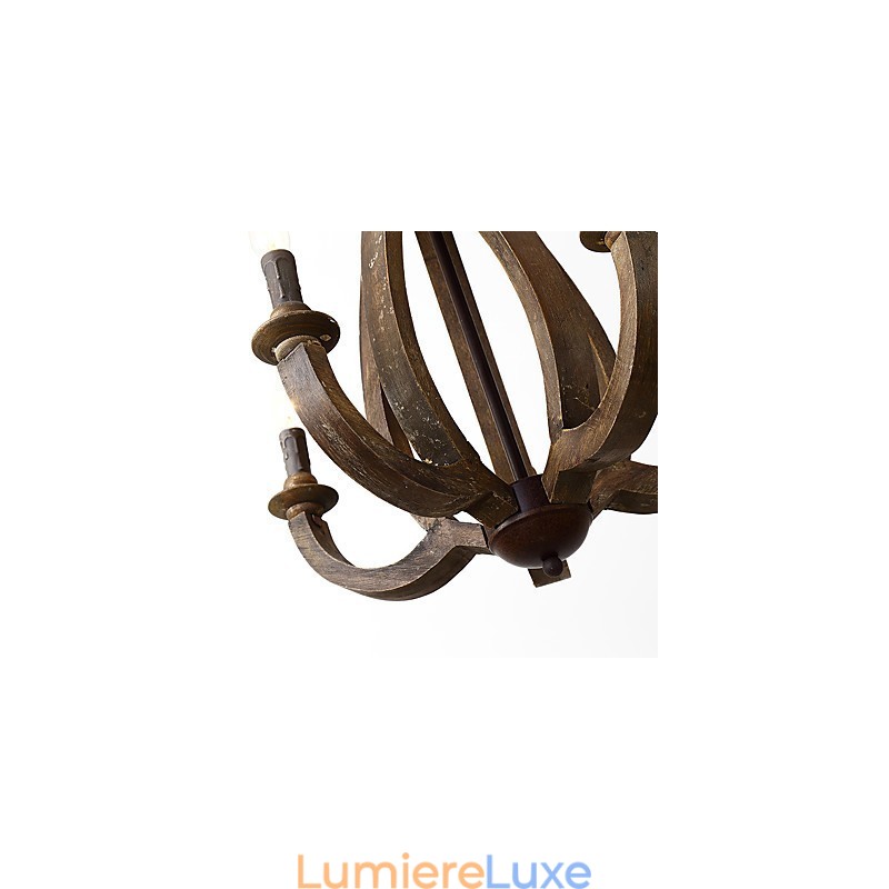 Lampe de lustre en bambou de style mini en bois de peinture vintage, lampe suspendue décorative