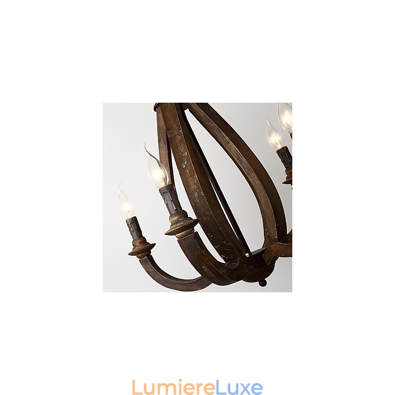 Lampe de lustre en bambou de style mini en bois de peinture vintage, lampe suspendue décorative