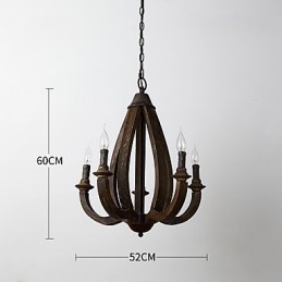 Lampe de lustre en bambou de style mini en bois de peinture vintage, lampe suspendue décorative