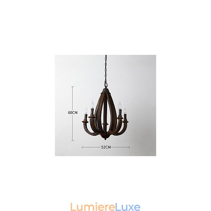 Lampe de lustre en bambou de style mini en bois de peinture vintage, lampe suspendue décorative