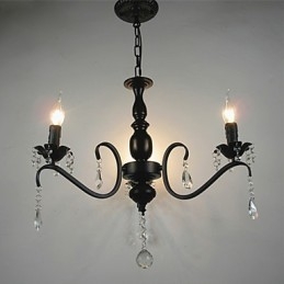 Lustre en cristal de style européen, lampe en fer forgé, lampes à bougie et lanternes créatives