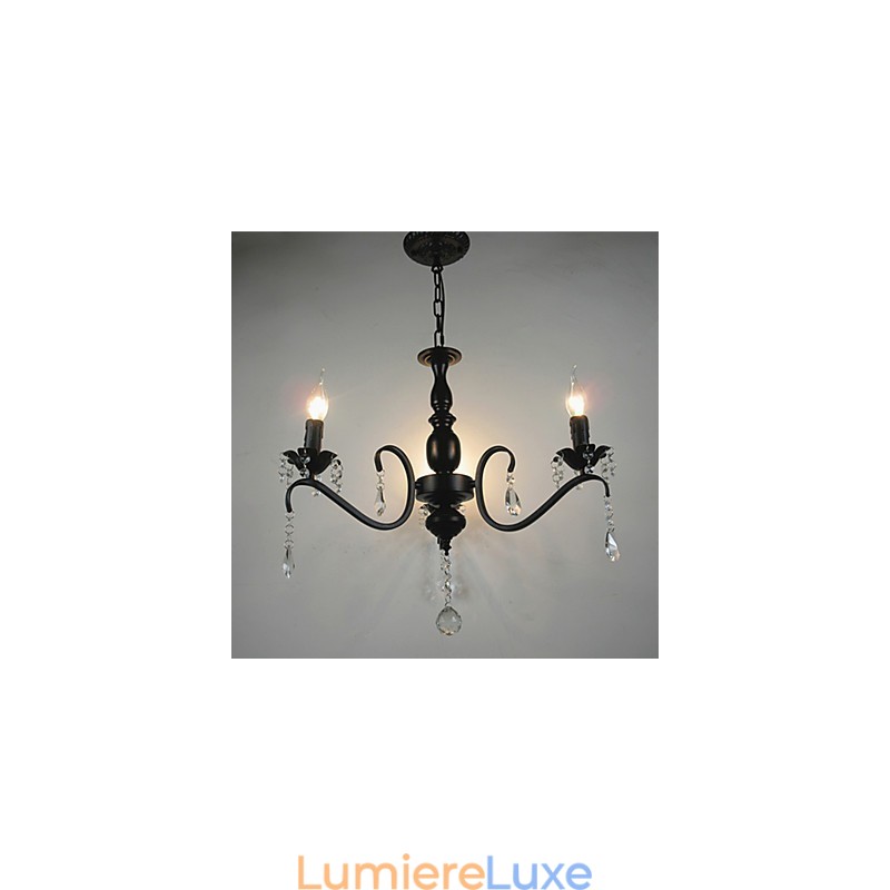 Lustre en cristal de style européen, lampe en fer forgé, lampes à bougie et lanternes créatives