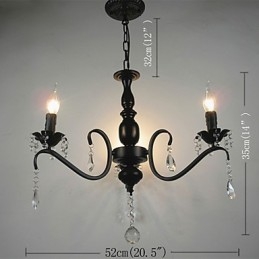 Lustre en cristal de style européen, lampe en fer forgé, lampes à bougie et lanternes créatives